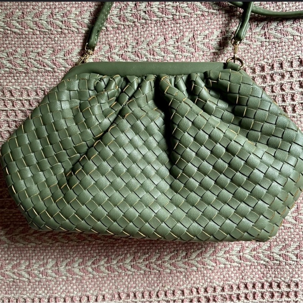 Urban Expressions small green woven vegan leather crossbody bag